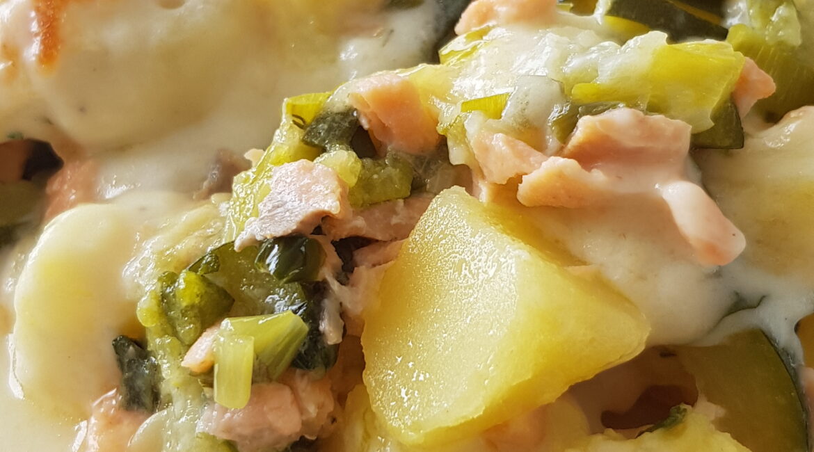 Gratin de saumon fumé et pommes de terre